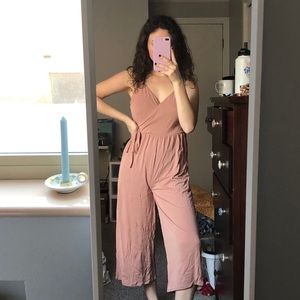 blush pink crop spaghetti strap jumpsuit